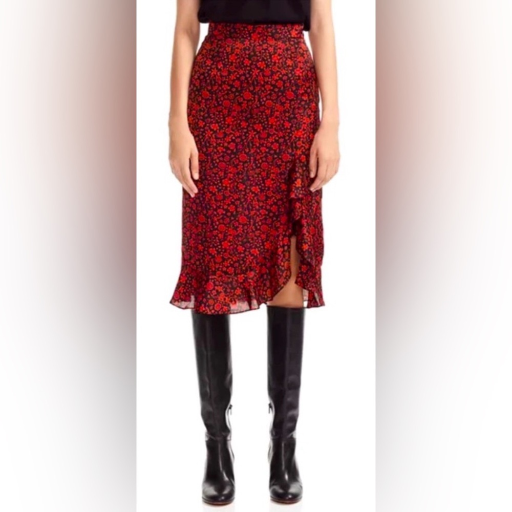 Maje Javie Ruffled Floral Skirt EU36- NEW NO TAGS